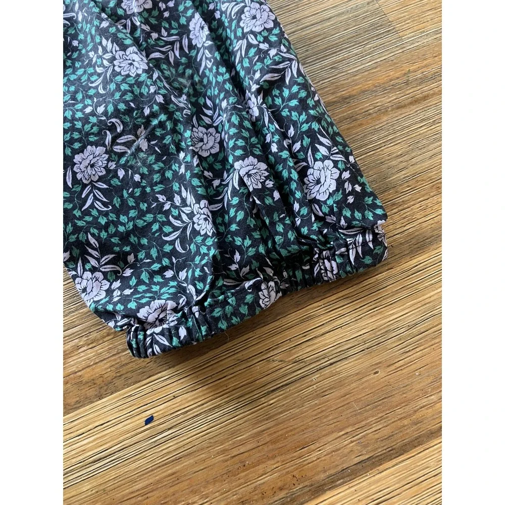 J. Crew Liberty Fabric Floral Ruffle Long Sleeve Blouse Women's Green Medium - Picture 8 of 8
